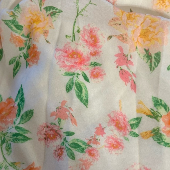 Pink Lily Maxi Ruffled Tiered Size Small Floral Cream Pink Women’s Belted Dress - Picture 9 of 15